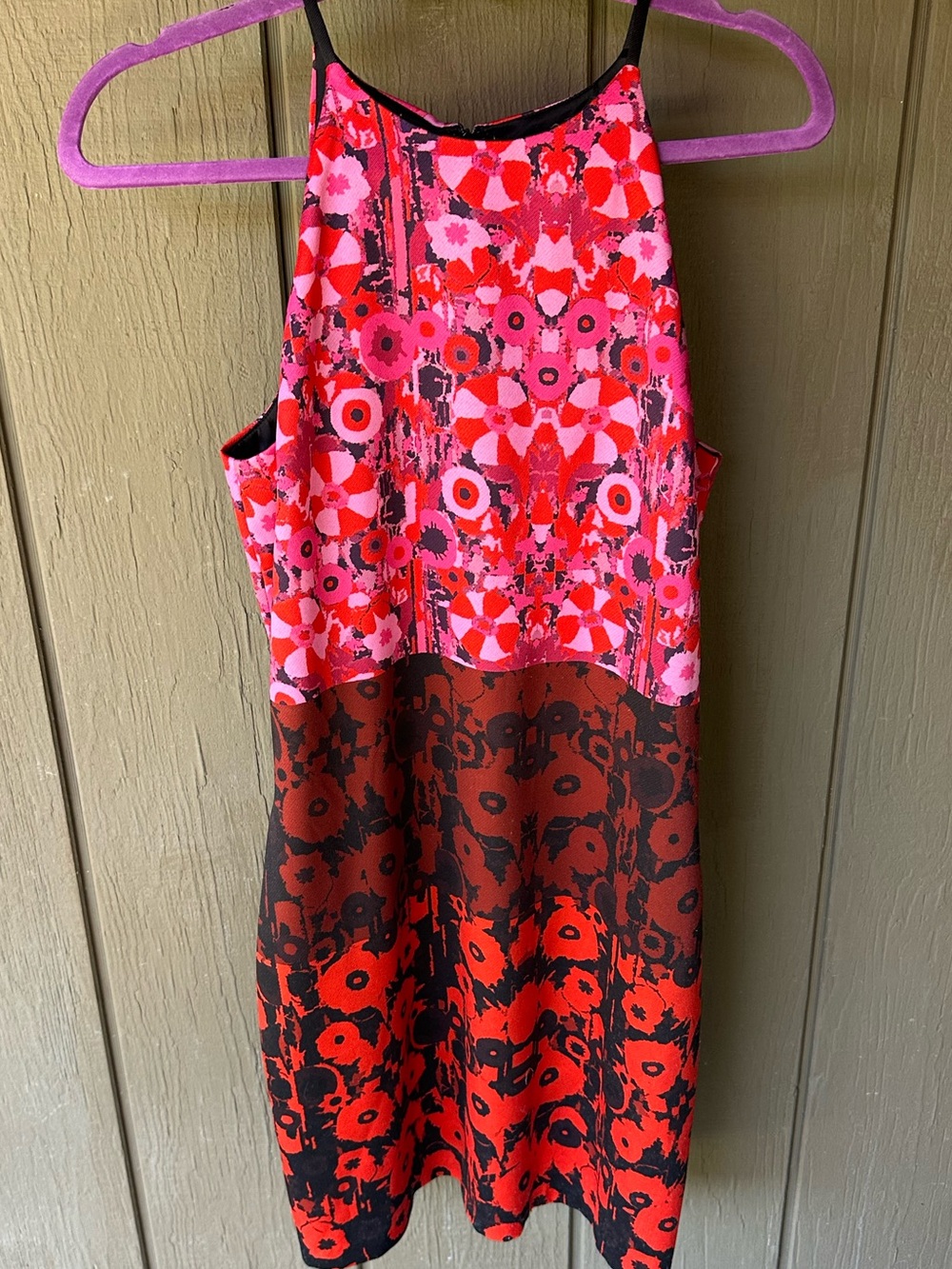 Badgley Mischka Pink and Red Floral Mini Dress